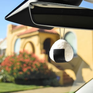 Onigiri | Sushi | Rice Ball Pom Pom Car Charm | Rear View Mirror Hanging