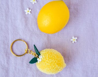 Lemon Pom Pom Bag Charm
