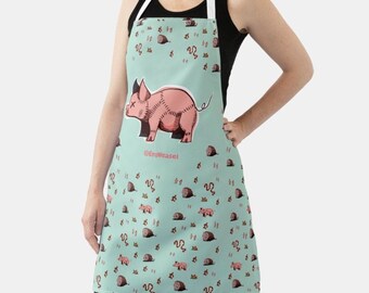 Aprons, kitchen aprons, food aprons, pork, Meat your Meal art collection