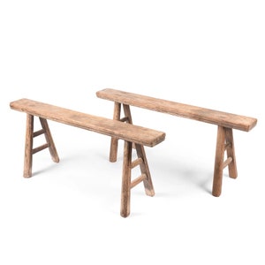 Skinny Elm Wood Bench