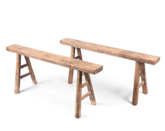Skinny Elm Wood Bench