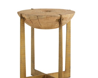 Brass Base Grain End Table