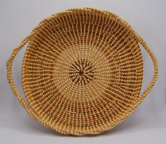 Gullah Sweetgrass Basket Tray Signed Large 18 5 L Etsy