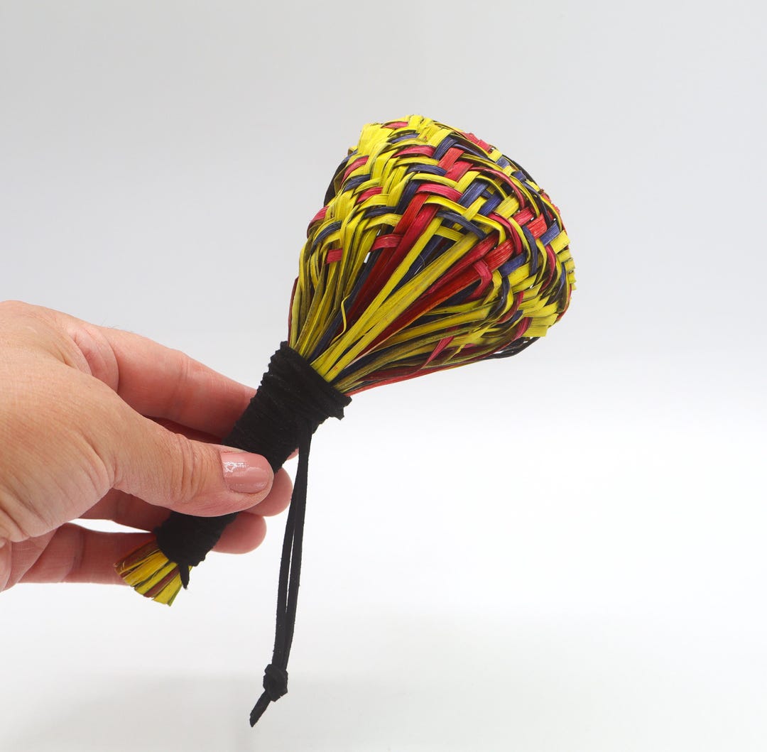Hopi Rattle Woven Yucca Suede Leather Polychrome Bells Ceremonial Small ...