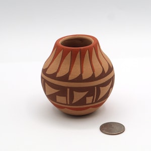 Mini Jemez Pot Polychrome Traditional Signed MTC 2.75" H