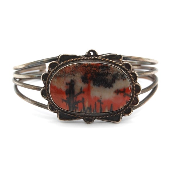 Fred Harvey Era Bracelet Sterling Silver Petrified Wood Agate Sterling