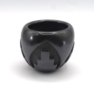 Mini Santa Clara Blackware Pot Joe Naranjo Carved Geometric Traditional 2.75" W PM16