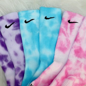 Kids Nike Tie Dye Socks Pink, Purple, Blue Tie Dye Custom Nike Crew Socks Gift Ideas