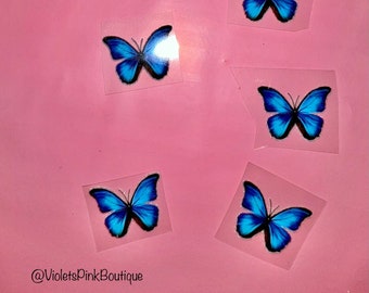Mini Blue Butterfly Heat Transfer Sticker For Shoes Iron On Stickers DIY Butterfly Decals