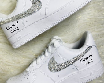 Graduation AF1 Bling Nike With Swarovski Crystals Women's Custom Letters Sneakers