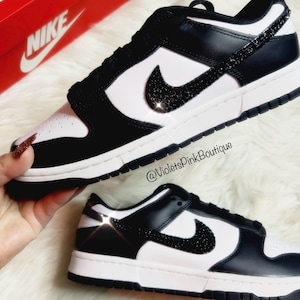 Women’s Bling Nike Panda Dunk Custom Sneaker With Swarovski Crystals Authentic Nike Shoes