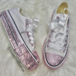 Pink Swarovski Crystal Platform CONVERSE Bling Women&#39;s crystal sneakers Gift Ideas