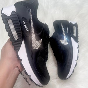 キラキラ輝くスワロフスキークリスタルが輝くウィメンズ エアマックス 90 キラキラ輝くナイキ ブラックスニーカー 画像 2