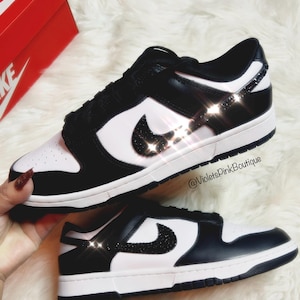 Nike Panda Dunk Benutzerdefinierte Swarovski Sneakers | Schillernde Nike Turnschuhe | Damenschuhe | Herren Sneakers Kindergröße und Unisex