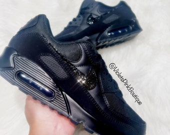 Swarovski personnalisées Nike pour homme noires Nike Air Max 90 baskets, idées cadeaux pour lui