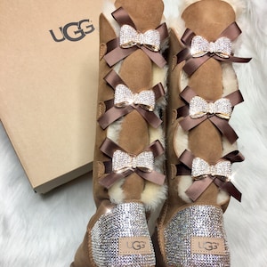 Bedazzled Ugg Boots Swarovski Crystals Custom Bling Women&#39;s Bailey Bow Tall II Ugg Boots- Gift ideas