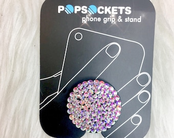 Bling AB Rainbow Effect PopSocket Cell Phone Grip Cell Phone Stand Custom Handmade Swarovski Crystal Phone Accessories