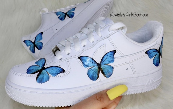 blue hd clear butterfly air force 1