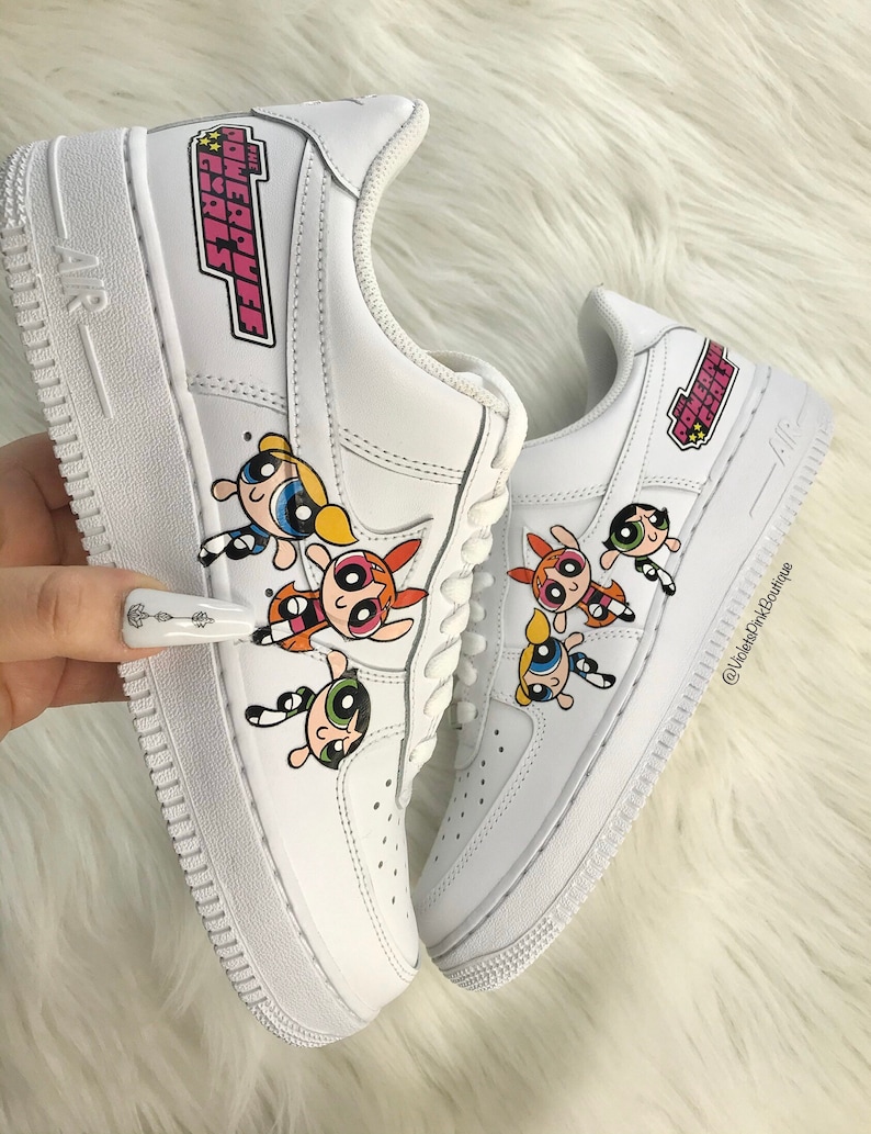 Custom Nike Air Force 1s the Powerpuff Girls Women's White Etsy