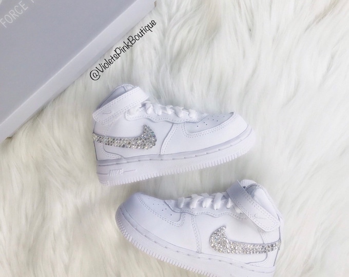 Bling Nike Air Force 1 Custom Kids Shoes With Swarovski Crystals