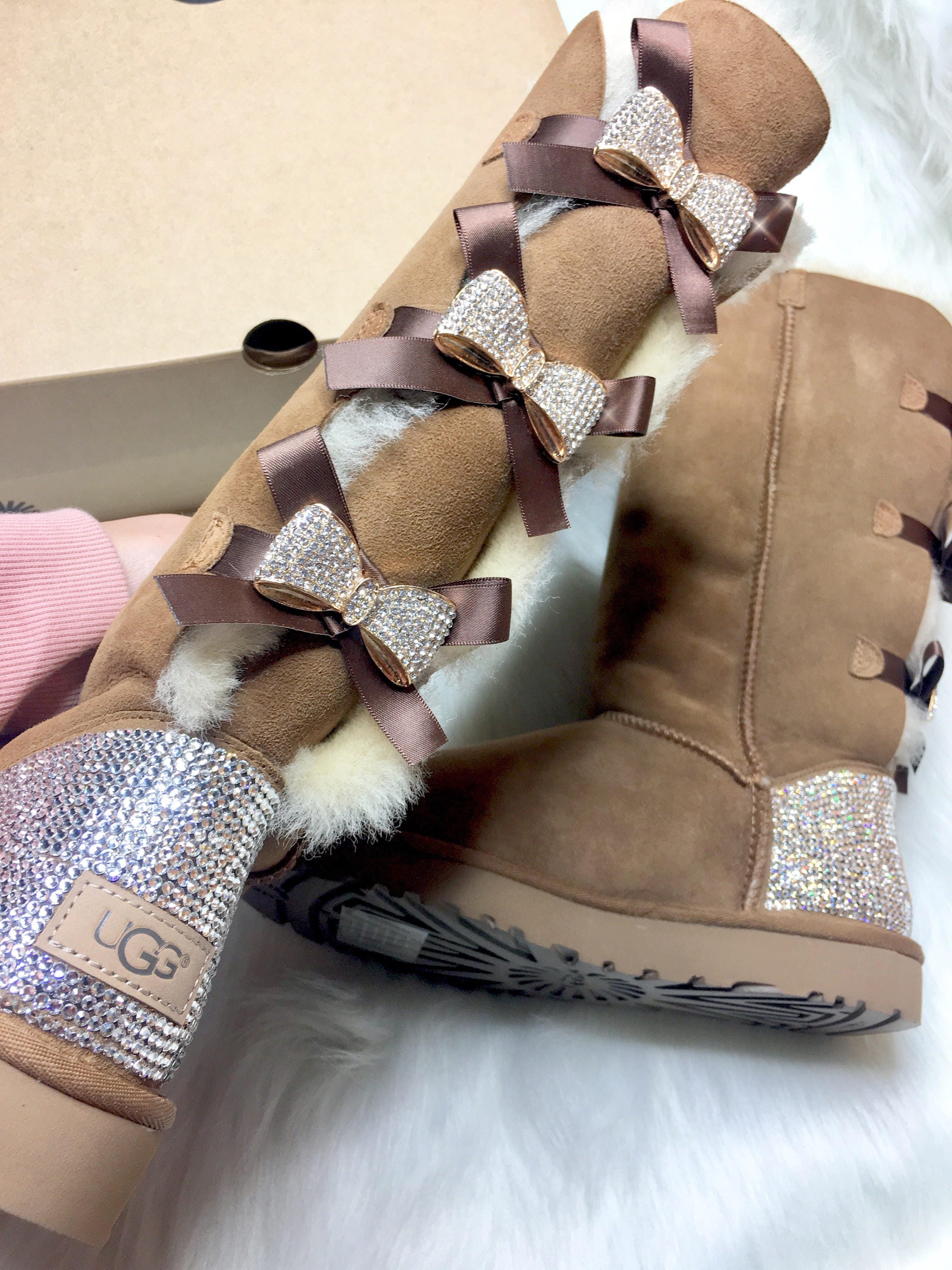 Knee high ugg boots with bow new arrivals