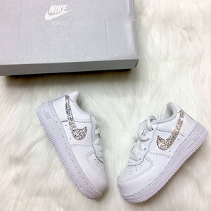 Bling Nikes Baby Shoes Toddler Nike Air Force 1 Low Customized With Swarovski Crystals