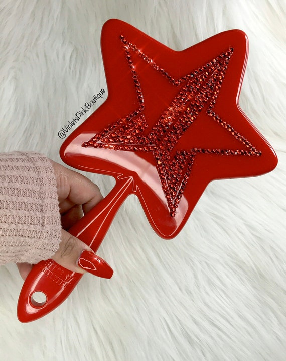 Swarovski Crystals Custom Jeffree Star Blinged Hand Mirror Red- Gift ideas