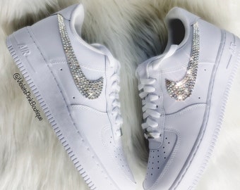 Bling Nike Shoes Swarovski Nike Air Force One Women&#39;s Bling Custom Sneakers Bedazzled Diamond AF1