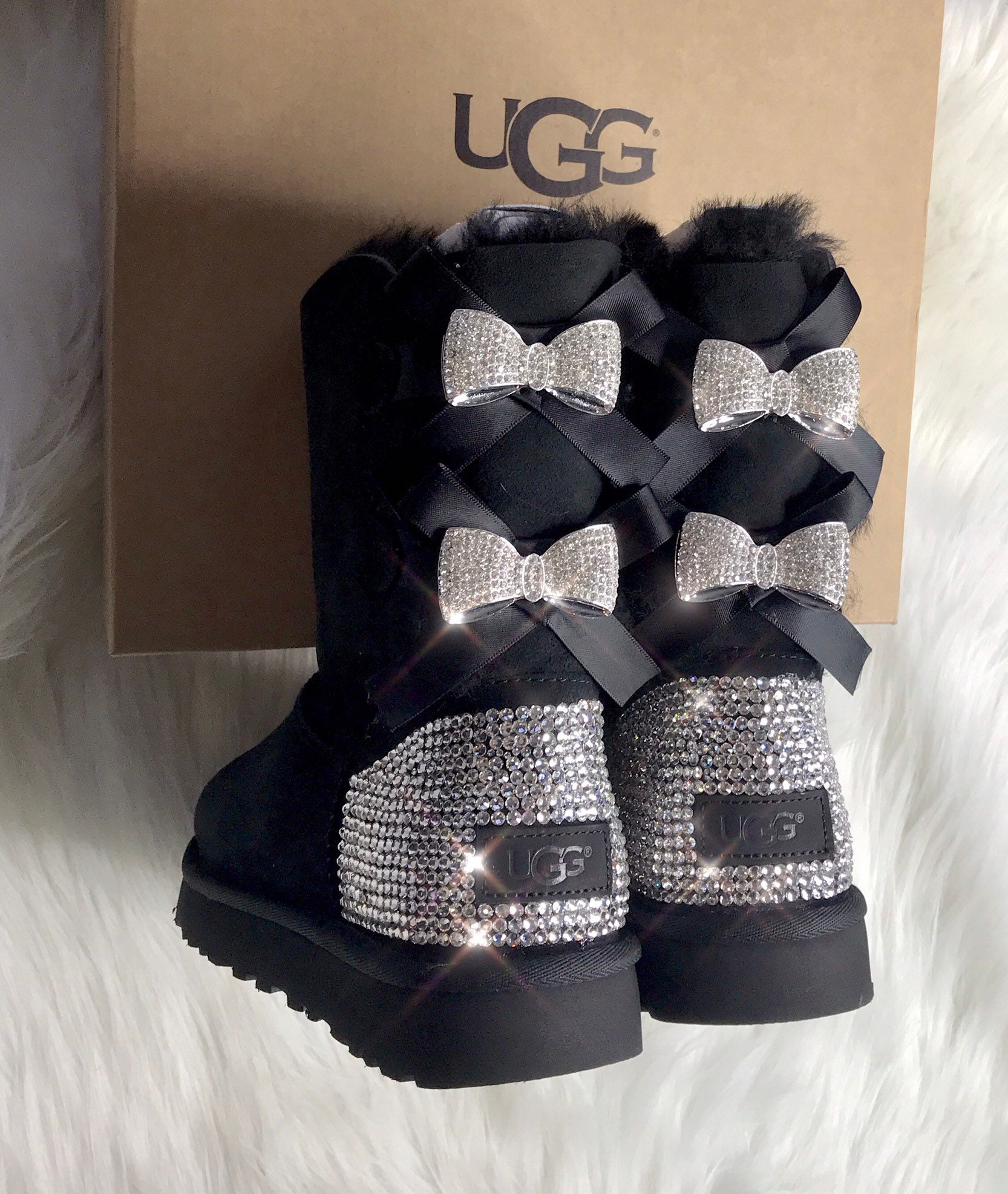 Women's Bling Ugg Swarovski Crystals Custom Bailey Bow Ugg | Etsy