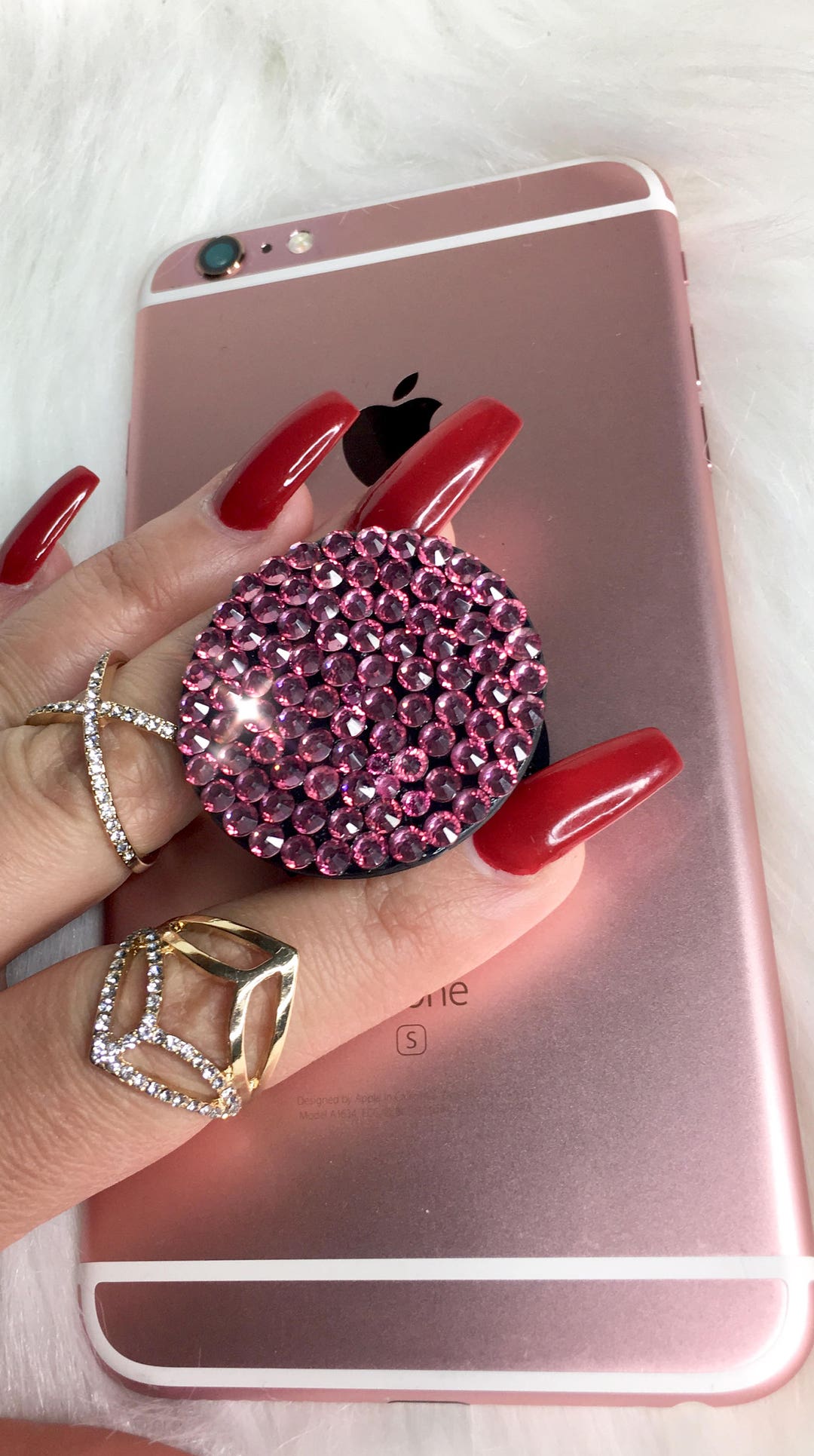 Pink Swarovski Crystal Bling Popsocket Cell Phone Grip - Bling Cell ...