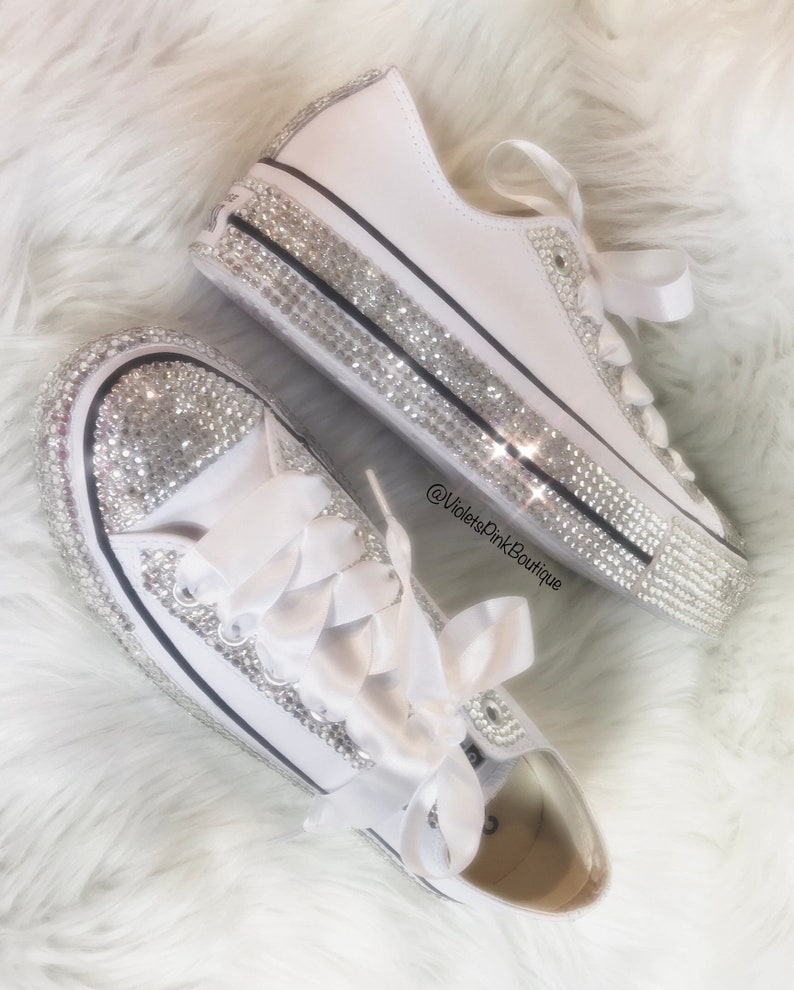 Swarovski Crystal Platform CONVERSE Bling Women's Crystal - Etsy