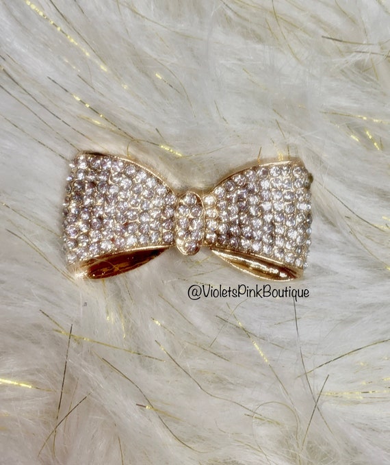 Gold Tone Crystal Metal Bow DIY Craft Decorations Bows Charms- Not a set- sold individually