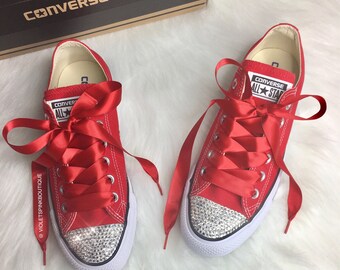 Swarovski CONVERSE Bling Women's Red Chucks Sneakers With | Etsy