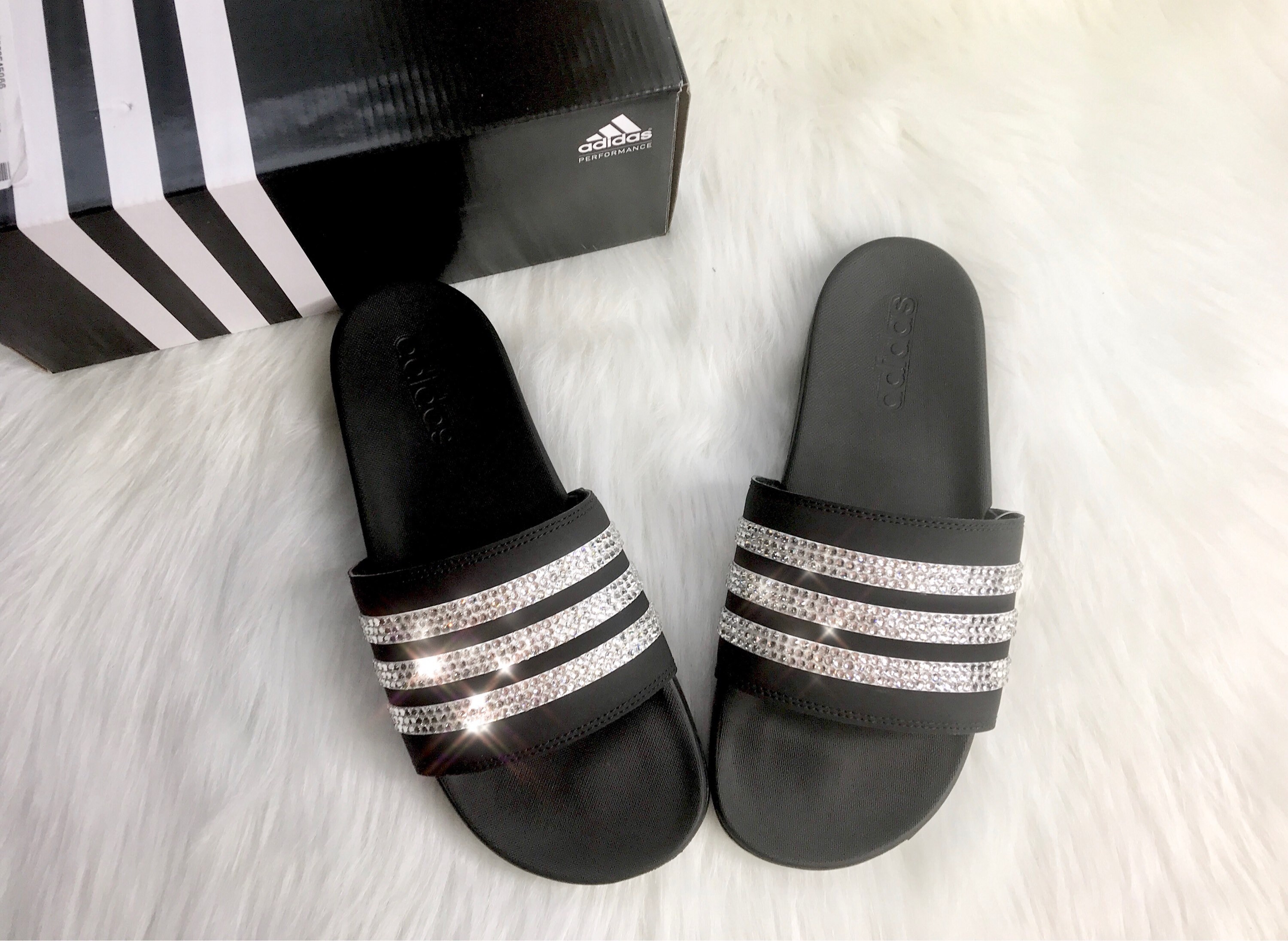 Bling Adidas Slides Swarovski Crystal Women's Custom - Etsy