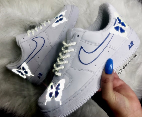 Buy Custom Air Force 1 Butterfly Blue Black Drip Butterfly Af1 Online in  India 