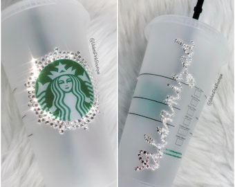 Bling STARBUCKS Tumbler With Real Swarovski Crystals Starbucks Cold Cup Custom Name Starbucks Cup