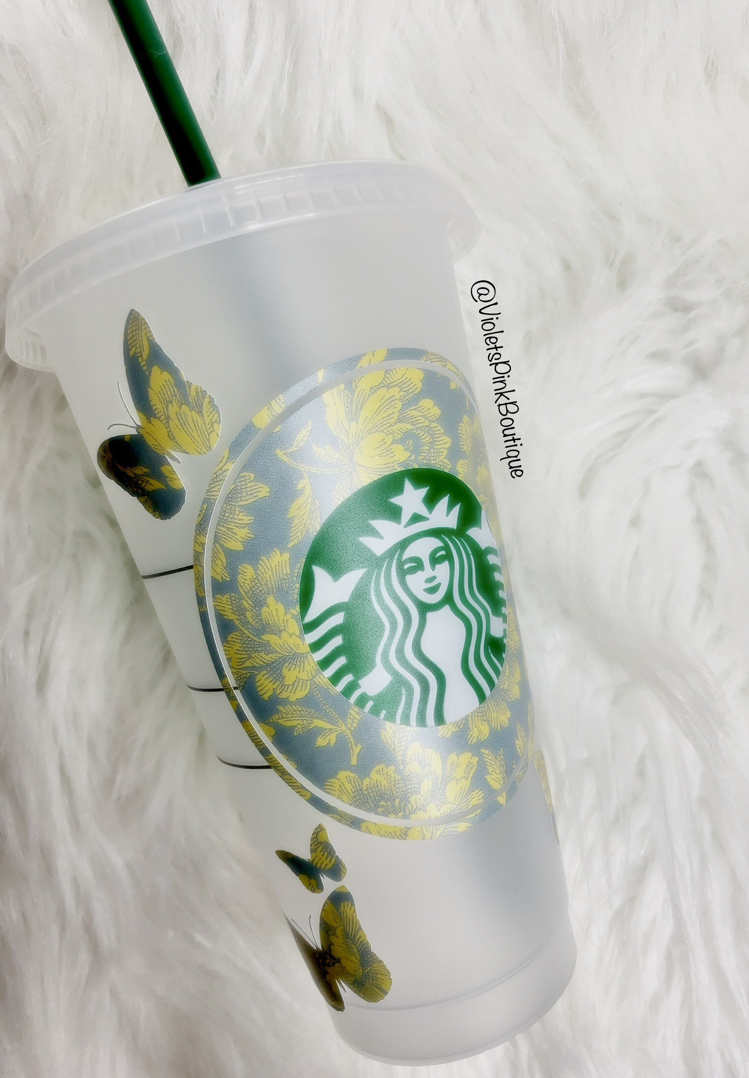 Butterfly Floral Print STARBUCKS reusable Cold Cup Custom