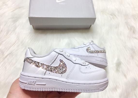 Bling Nikes Baby Kicks Toddler Nike Air Force 1 Low Customized With Swarovski Crystals- Gift Ideas