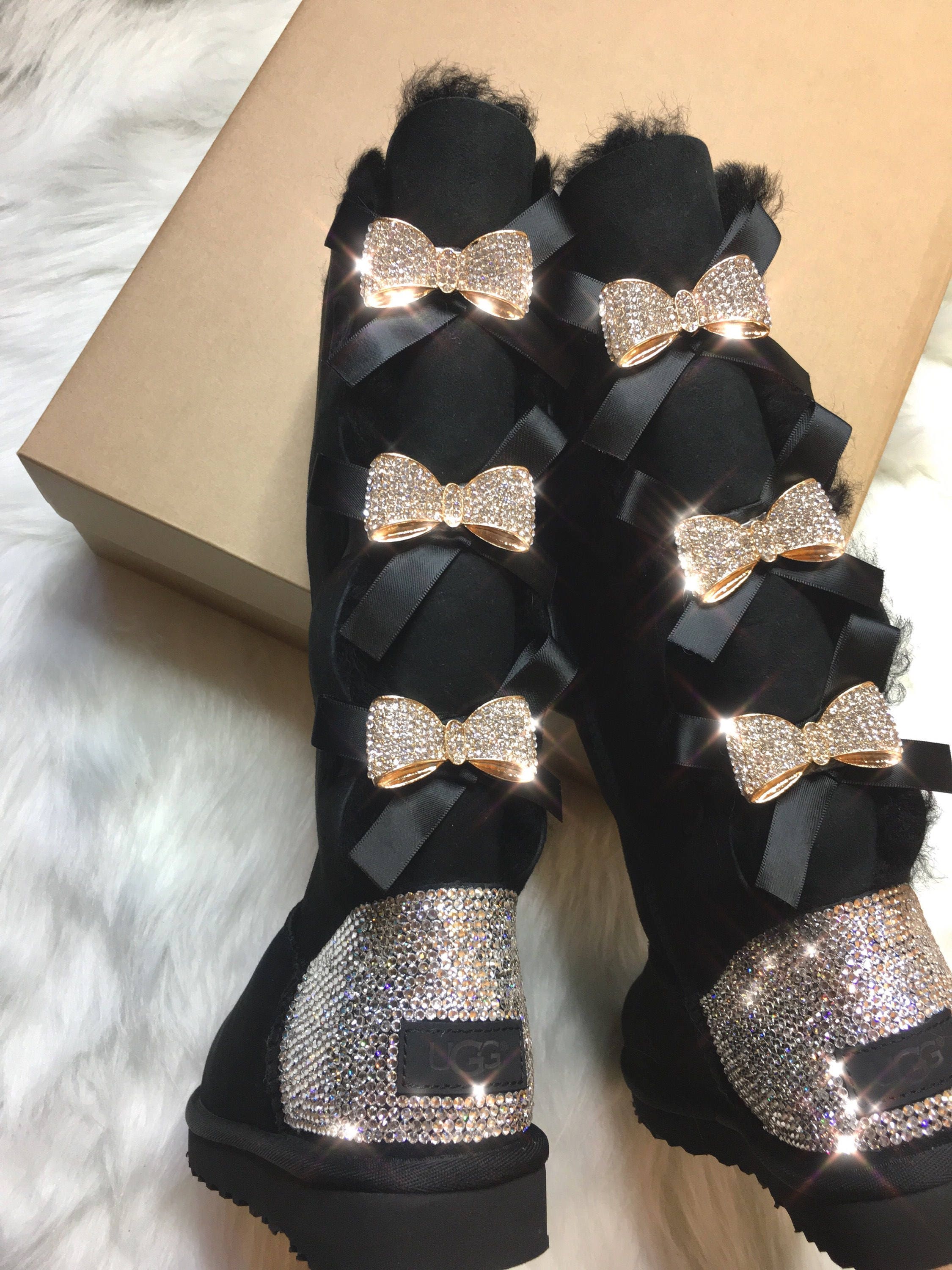Custom Bling Ugg Crystal Women's Bailey Bow Tall II Ugg Boots