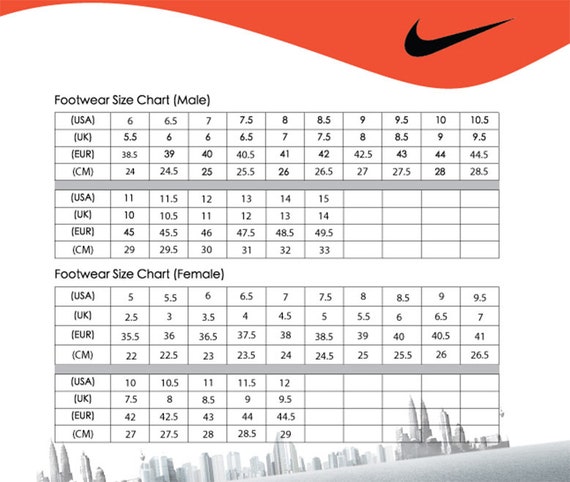 Nike benassi size chart online