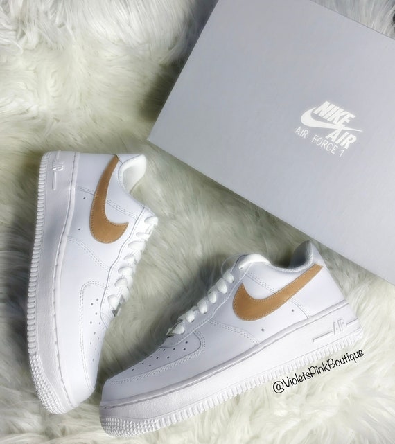 Custom Nude Tone Painted  Nike Air Force 1 Women's White Custom Sneakers