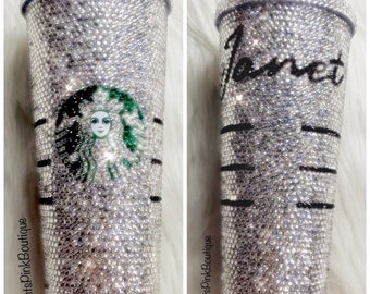 Swarovski Crystal STARBUCKS Bling Tumbler Cold Cup With Custom Name bedazzled venti and grande Starbucks cup