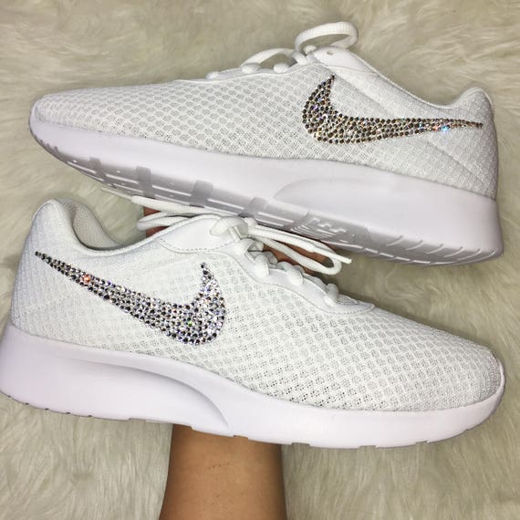 Bling Swarovski Nike tanjun In White With Beautiful Swarovski Crystals-