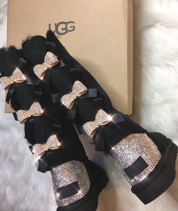 Bling Ugg Swarovski Crystals Custom Women's Bailey Bow Tall II Ugg Boots- Gift Ideas