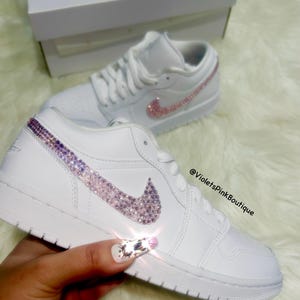 Bling Nike Custom Jordan 1 Bedazzled Pink Swarovski Crystal Women’s Sneakers