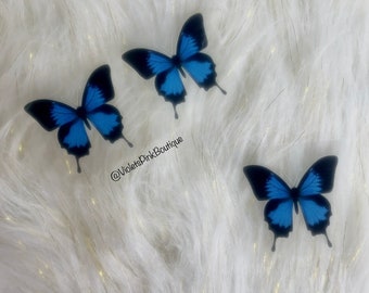 Small Blue Butterfly Iron on Patches for Custom Shoes, Heat Transfer Blue  Butterfly Stickers for Shoes Decal 