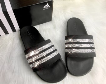 Bling Adidas Slides Swarovski Crystal Women's Custom Slides
