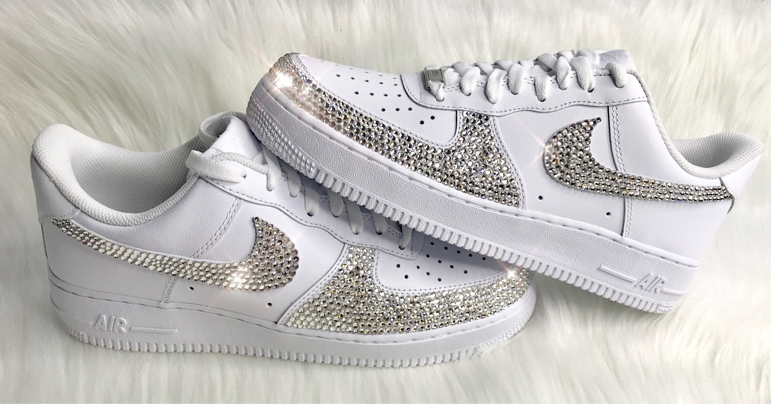 Men's Swarovski Nike Air Force 1 With Swarovski Crystals Men's White Custom  Sneakers