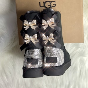 Baby Ugg Boots With Swarovski Crystals Custom Girl Baby- Toddler Bailey Bow II Ugg Boots Custom Girl Shoes Gifts For Baby shower