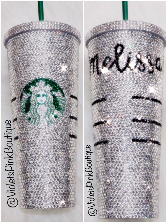 Custom Swarovski Crystal Starbucks Tumbler - Bling Cold Cup With Name - Etsy